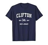 Clifton New Jersey NJ T-Shirt Vintage US Flag Sports Tee