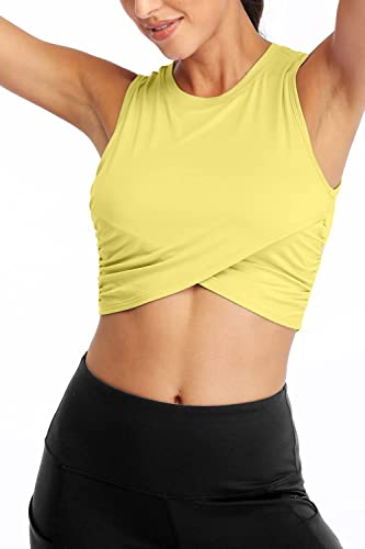 Image of Sanutch Yoga Crop Tops Dance Tops Fitted Workout Crop Tops Yoga Tank Tops Athletic Sports Shirts for Women
