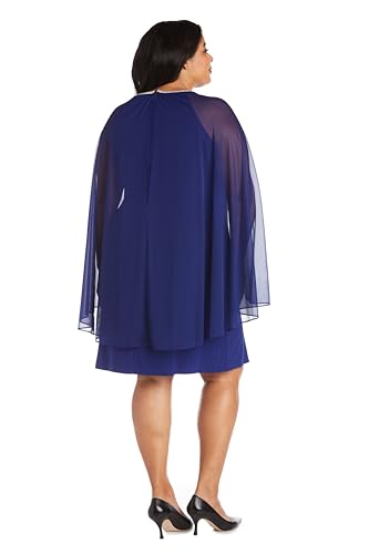 Image of R&M Richards Women's Knee-Length Glitter Sequin Lace Dress W /Sheer Asymmetric Poncho Overlay | Evening Cocktail Attire