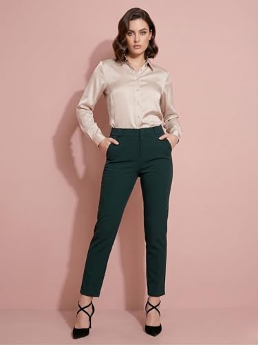 Image of modny Formal Trousers for Women Premium Polycotton, Regular Fit, Straight Pant for Girls | Ideal for Office, College & Professional Wear