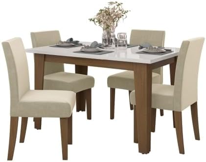 Conjunto de Mesa Sala de Jantar Miami com 4 Cadeiras Trieste Sued...
