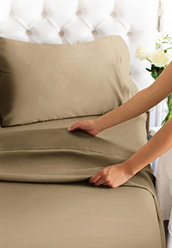 King Size Sheet Set - Breathable & Cooling Sheets - Hotel Luxury Bed Sheets - Extra Soft - Deep Pockets - Easy Fit - 4 Piece Set - Wrinkle Free - Comfy – Beige Tan Bed Sheets - Kings Sheets – 4 Pc #TOP5