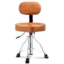 The drum seat uses leather materials, with 17”*15.5” wider seat that can support and relax the body to a greater extent Drum stool and support are fixed with thickening lock and spiral design strut, more stable and durable Adjustable height from 18...