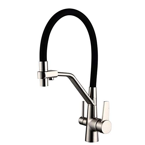 Robinet de cuisine rotatif 360 pour eau filtrée chaude et froide en laiton