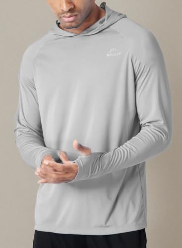 Image of Willit Men's UPF 50+ Sun Protection Hoodie Lightweight Long Sleeve Fishing Shirt Loose Fit Swim Rash Guard, Gray, X-Large