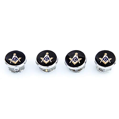 Mrcuff Freemason Masonic Mason Crystal Silver Tone Cufflinks And Studs Tuxedo Set In A Presentation Gift Box & Polishing Cloth #TOP3