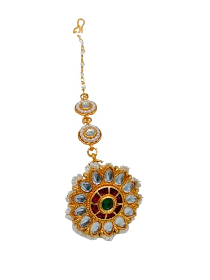 Stone & Pearl Maang Tikka | Bor Tika for Women And Girls-image-45