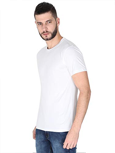 Image of Men's Polyester Round Neck Sports White T-Shirt