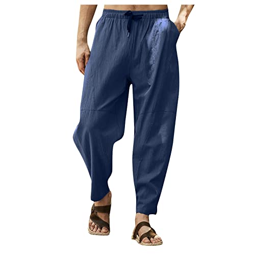 Ymosrh Mens Jogger Sweatpants and Comfortable Casual Pants Cotton Linen Drawstring Trousers Athletic Pants for Men2