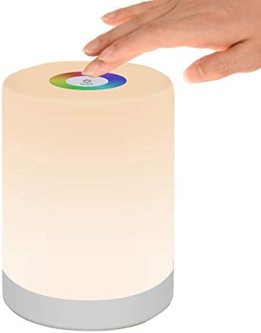 LED Night Light, Smart Bedside Table Lamp, Touch Control Dimmable USB Rechargable, Portable, Color Changing RGB for Kids, Bedroom, Camping (Warm White)