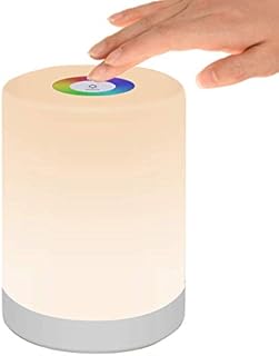 LED Night Light, Smart Bedside Table Lamp, Touch Control Dimmable USB Rechargable, Portable, Color Changing RGB for Kids, Bedroom, Camping (Warm White)