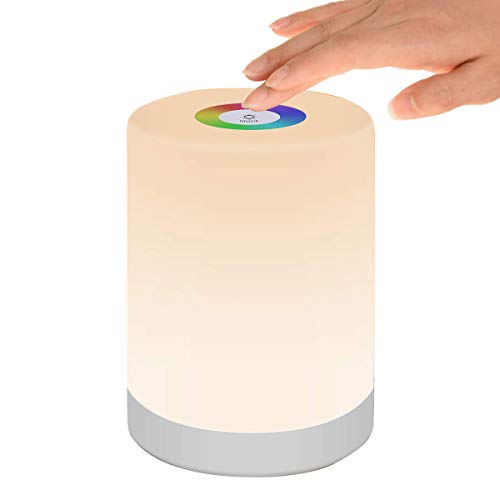 Nachttischlampe Touch Dimmbar, LED Smart NachtLicht Stimmungslicht Schreibtischlampe, USB Aufladbar, Tragbar, FarbWechsel 256 RGB für Kinder, SchlafZimmer, Camping (Warmweiß)