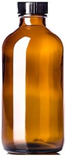 PREMIUM VIALS CREATIVE PACKAGING SOLUTIONS 8 oz Boston Round Glass AMBER Bottle with Cap - pack of 36