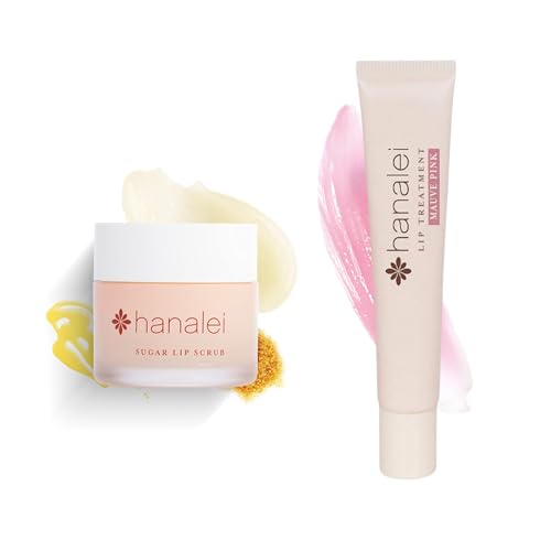 Image of Hanalei Sugar Lip Scrub and Lip Treatment (Mauve Pink) Bundle, Made with Raw Cane Sugar and Real Hawaiian Kukui Nut Oil (Cruelty free, Paraben free)
