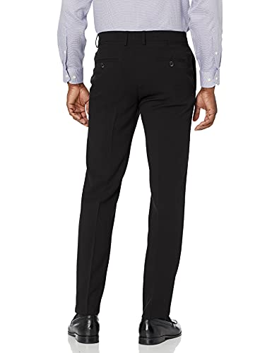 Kenneth Cole Reaction Men's Stretch Weave Slim Fit Dress Pant, Black, 30W x 29L2