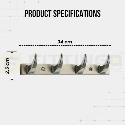 Image of 4 Hook Stylish Clothes Hanger for Wall /Clothes Hanging Hooks for Door /Wall Mounted Hanger for Clothes (CP with Satin) Pack of 3-| 3 Years Warranty |
