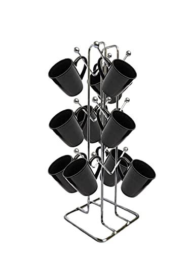 Image of Zepdos Stainless Steel Spice Rack for Kitchen with V Shape Cup Stand for Dinning Table, Stands and Racks, 2 Tier Kitchen Rack, 12 cup holder stand for kitchen (Pack of 2)Freestanding,Tiered Shelf