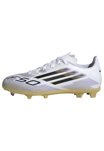adidas Unisex Kids F50 League Kids FG/MG Fußballschuh Cloud White/Core Black/Gold Metallic 32