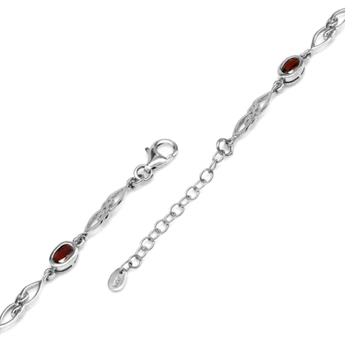 Image of Silvershake Birthstone Gemstones White Gold Plated or Yellow Gold Plated 925 Sterling Silver Scroll /Filigree Celtic Knot Weave 7.25 to 8.75 Inch with Adjustable Extension Bracelet Jewelry for Women