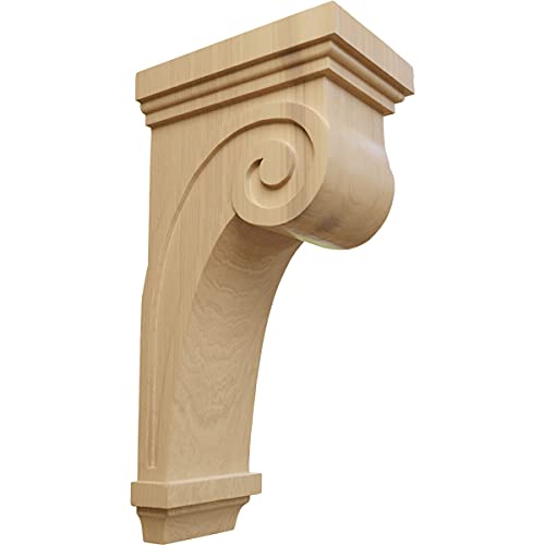 Ekena Millwork COR05X08X16SCCH Scroll Wood Corbels, 5 1/2"W x 8 1/4"D x 16"H, Cherry