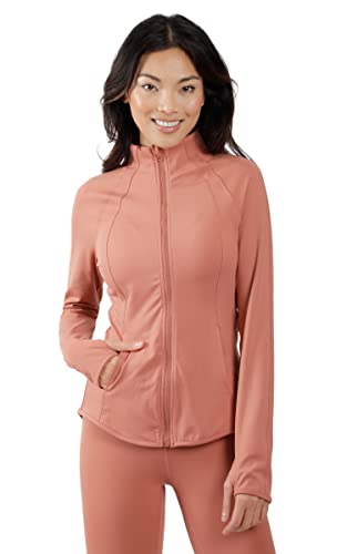 Yogalicious Womens Ultra Soft Lightweight Full Zip Yoga Jacket with Pockets - Cedarwood - Large