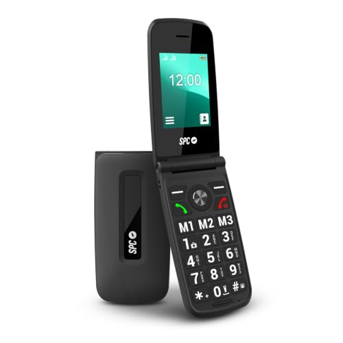SPC Titan - Teléfono móvil de Tapa para Mayores con Teclas Grandes, Negro