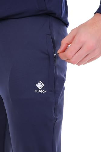 Image of BLUE STAR SHARK Men's Athletic Gym Running Sports Tracksuit | Regular Fit Sportswear | Nylon Zip Closure | Stand Collar Design | 2 Side Zipper Pockets | Comfortable & Stylish Track Suit for Men