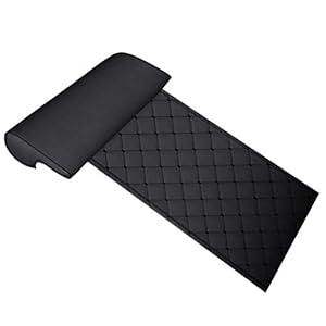 GYMNLJY Autostoel kussen met comfort been ondersteuning kussen, been Rest uitgebreid lederen kussen voor lange afstand rijden voor auto’s bussen treinen kantoor huis, zwart1