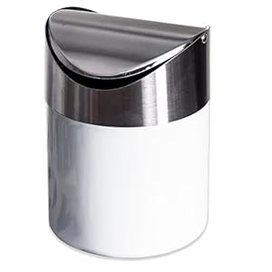 Arcpnrt Mini Edelstahl Tischmülleimer 1,2L Weiß