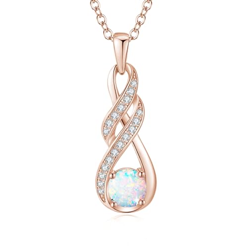 Birthstone Necklaces for Women 925 Sterling Silver Infinity Pendant White Gold Jewelry for Her, 16