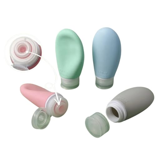 Kit Viagem 4 Frascos Silicone Pote 90ml Porta Creme Shampoo Perfume Loção Corporal Sabonete Líquido