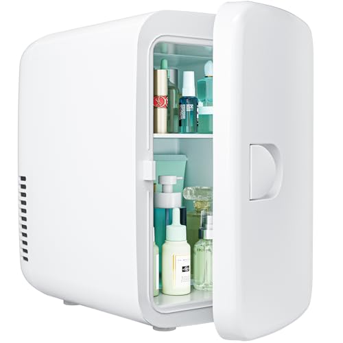EUHOMY Mini Fridge, 4 L/6 Cans AC/DC Small Refrigerator for Skincare, Portable Cooler and Warmer for...