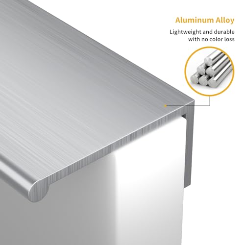 Image of Goldenwarm 15 Pack 3-3 /4in Brushed Nickel Finger Edge Pulls for Cabinets | Aluminum Alloy, Sliver Cabinet Handles, Edge Pulls for Cabinets, Nickel Handles, For Drawers, Dressers, Screws Included