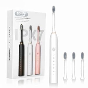 Welari Sonic Electric Toothbrush – 6 Modes, 4 Replaceable Brush Heads, USB Fast Charging, Waterproof, 30-Day Battery – Professional Oral Care for Sensitive Teeth & Whitening – White