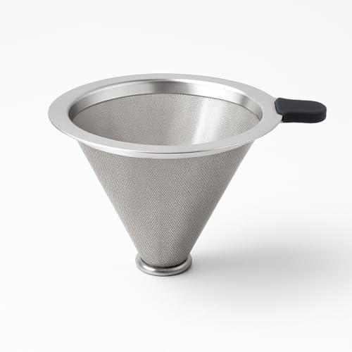 Filtro de Café Reutilizável em Aço Inox Coador Cônico com Malha Fina Permanente Coador de Inox Peneira de Aço Durável e Sustentável, Sem Uso de Papel, Econômico e Ecológico, Fácil de Usar e Limpar