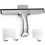 OVSGTTZ Escobilla de ducha para puertas de cristal con 2 ganchos adhesivos, limpieza de paredes de