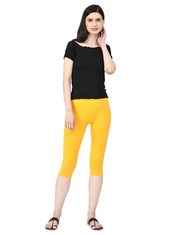 Image of Robinbosky Premium Stretchable Cotton Capri Legging for Women | Suitable for Formal wear & Casual wear | High-End Elastic Makes. The Leggings Squat Proof and Durable for Travel, Yoga, & Workout.