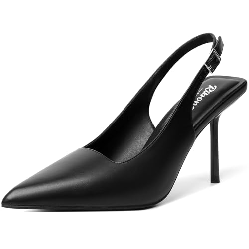 Image of RIBONGZ Sexy Slingback Pumps Elegant Dressy Heels for Women Closed Toe Pointy High Heels Wedding Bride Prom Party Evening Shoes