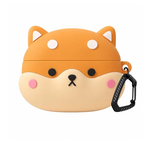 Image of Anvique Silicone Case Cover for Oneplus Nord Buds 4 Pro, Scratch Resistance, Shock Absorption, with Premium Carabiner (ShibaDog Cartoon)