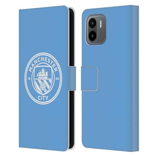 Head Case Designs Officially Licensed Manchester City Man City FC Blue White Mono Badge Leather Book Wallet Case Cover Compatible with Xiaomi Redmi A2