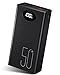 Power Bank 50000mAh Caricatore Portatile: Batteria Esterna di Ricarica Veloce da 22,5 W - Powerbank con 5 Uscite e 2 Ingressi e Torcia-Nero 2×25000 mAh Power Bank