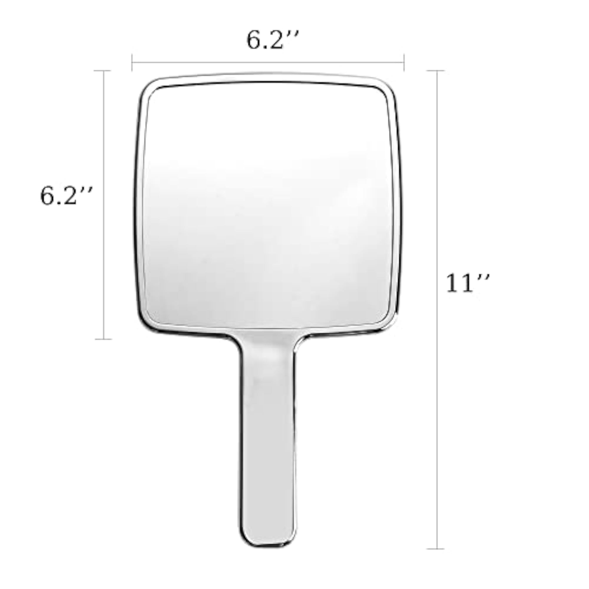 Hand Mirror Hand Held Electroplate Silver Square