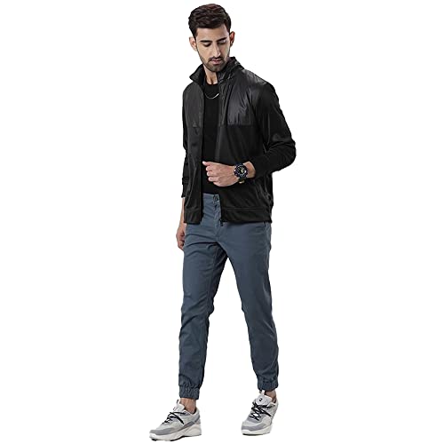 Image of Indian Terrain Solid Cotton Blend Slim Fit Mens Casual Trousers
