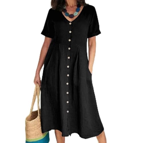 Robe longue en coton fin contre la chaleur estivale grâce aux poches amples