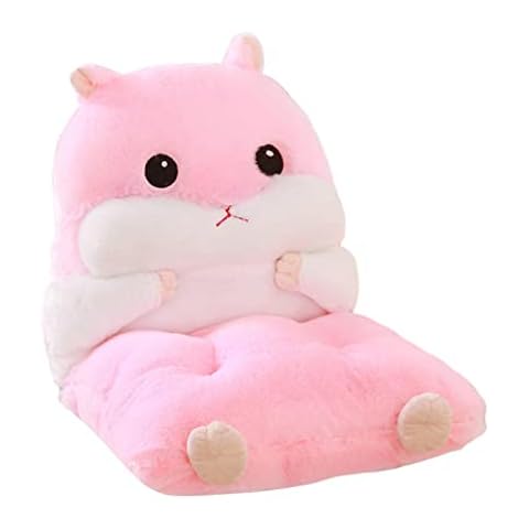 mooderf Niedliche Hamster Stuhlkissen Sitzkissen mit Lendenstützkissen Schöne Cartoon Hamster geformt Plüsch Lendenkissen Taillenstütze Kissen Bettstütze Lesekissen Stuhl Rückenkissen Cover