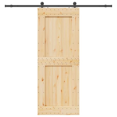 vidaXL Porta Scorrevole con Set Hardware 90x210 cm Legno Massello Pino