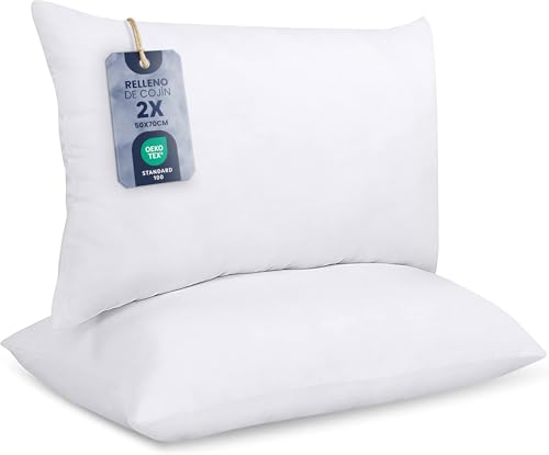 Utopia Bedding Relleno de Cojín 50 x 70 cm (2 Unidades), Fibra Virgen Siliconada, Almohadas de Sofá (Blanco)