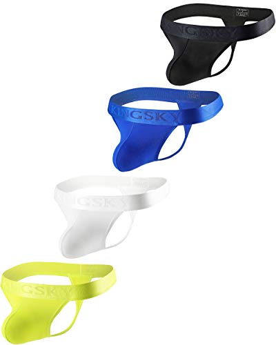 iKingsky Men's Sporty Pouch G-String Sexy Bulge Thong Underwear Low Rise Mens Stretch Under Panties