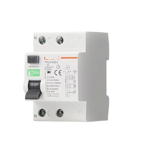 Disjoncteur différentiel type EV 2P 40A pour borne de recharge de voiture électrique sur rail DIN