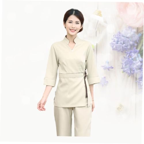 Ensemble d'esthéticienne beige haut de gamme en coton fin UPKOCH M